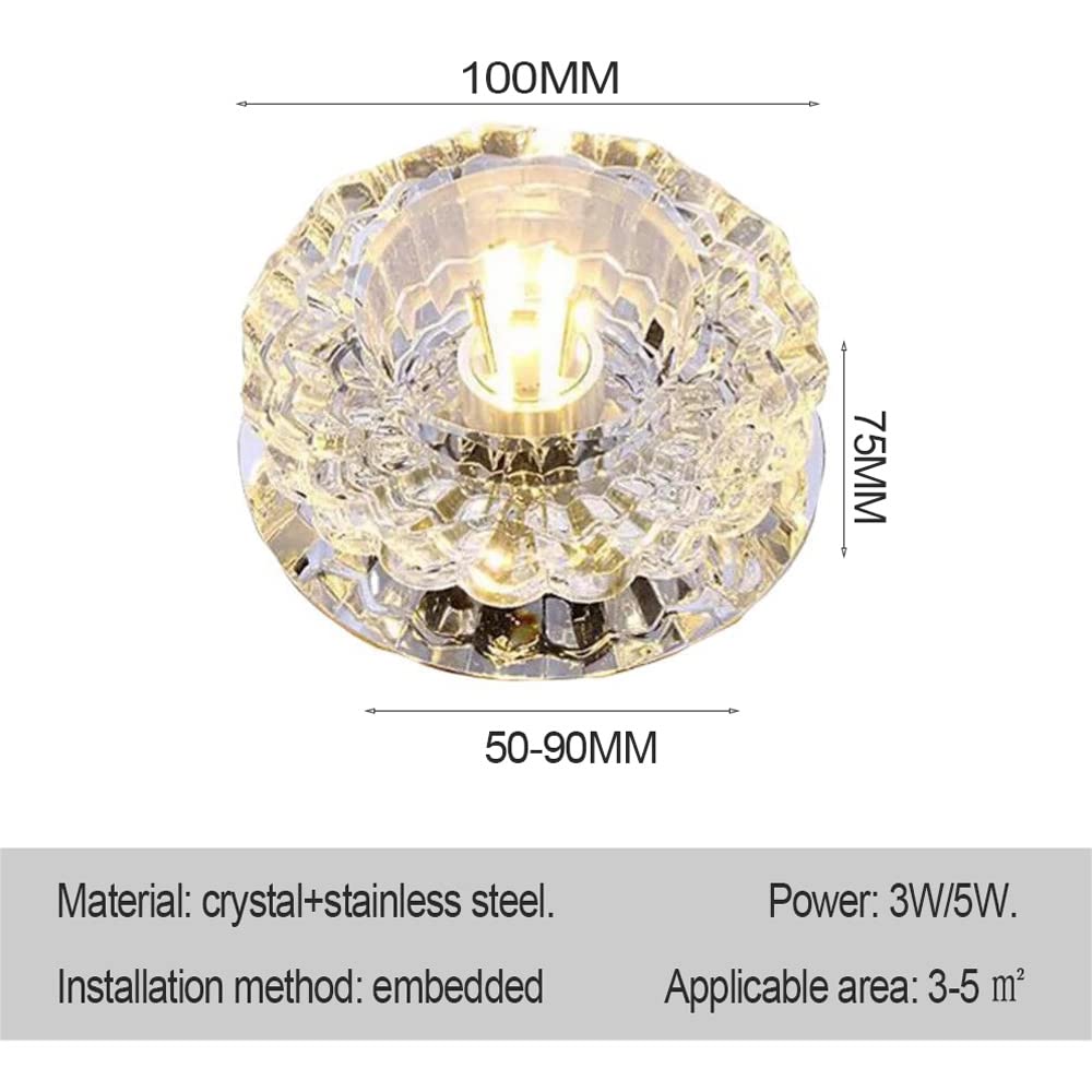 Lot de 10 spots LED en verre 3 W/5 W encastrables avec déflecteur décoratif pour couloir, salon et chambre à coucher 3 W Lumière chaude