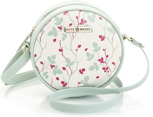 SACCI MUCCI Women Girls Printed Sling Bag Round Crossbody Purse-Floral Tree Twig Design