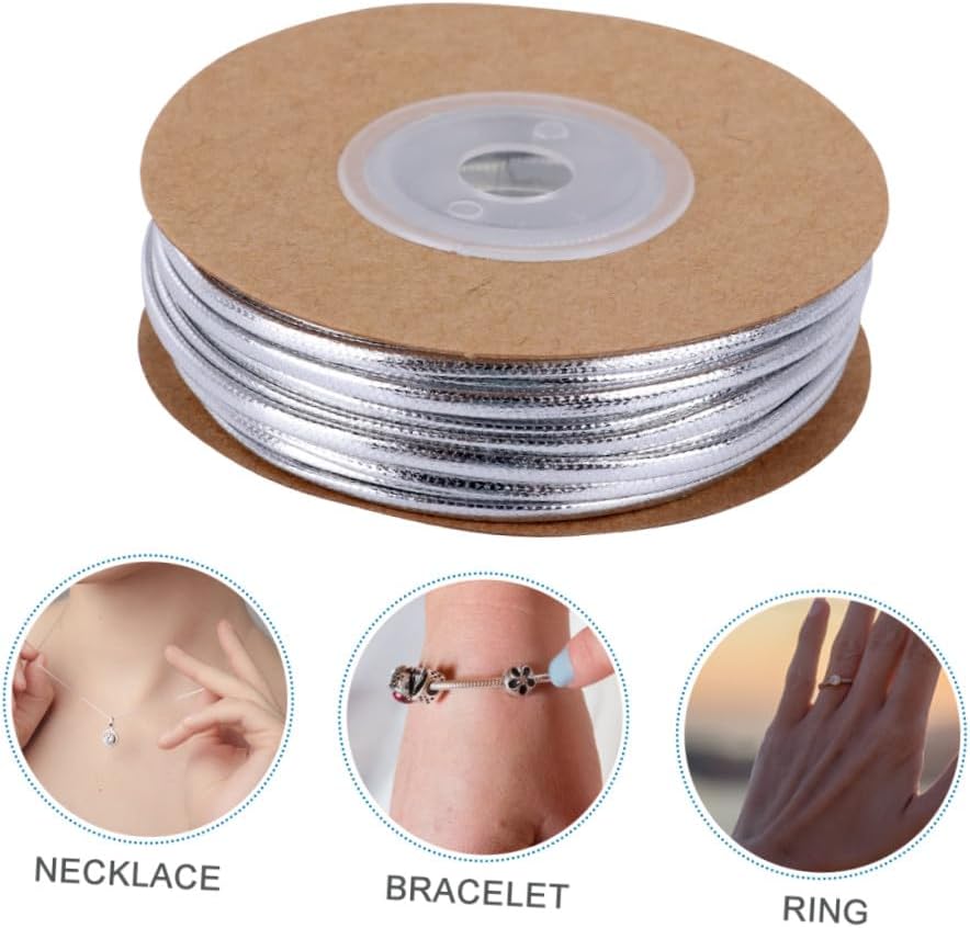KALLORY 3pcs DIY Leather Cord Stretchy Thread for Jewelry Making Braiding String Faux Leather Cord
