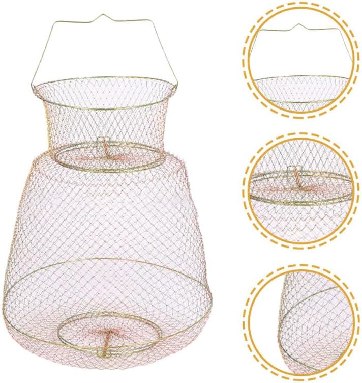 Cast Nets for Fishing Accessories Protective Basket Metal Cage Shrimp Baskets Supplies, Black