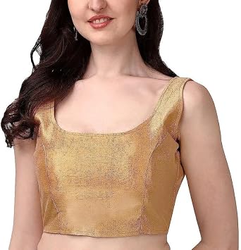 Womens Sari Blouse Round Neck Lehenga Choli Blouse Crop top Tunic Ready to Wear