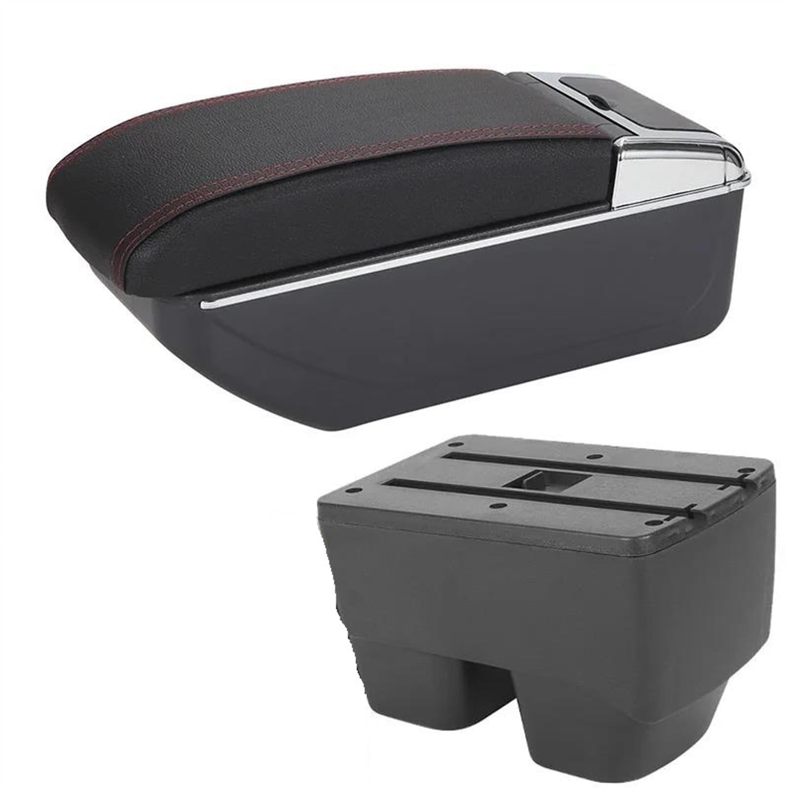 NOHEEU Car Armrest Box Storage Dedicated Retrofit Parts Interior Accessorie For Yaris SUV Cross(D1 Black red No USB)