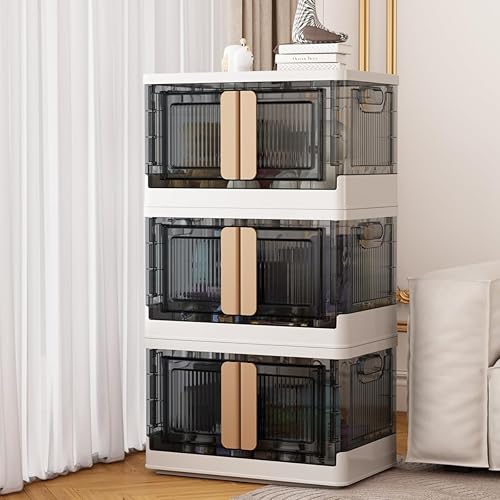 Contenedores de almacenamiento con tapas, 4 paquetes de contenedores de plástico de 8.5 galones para organizadores de clóset y almacenamiento,