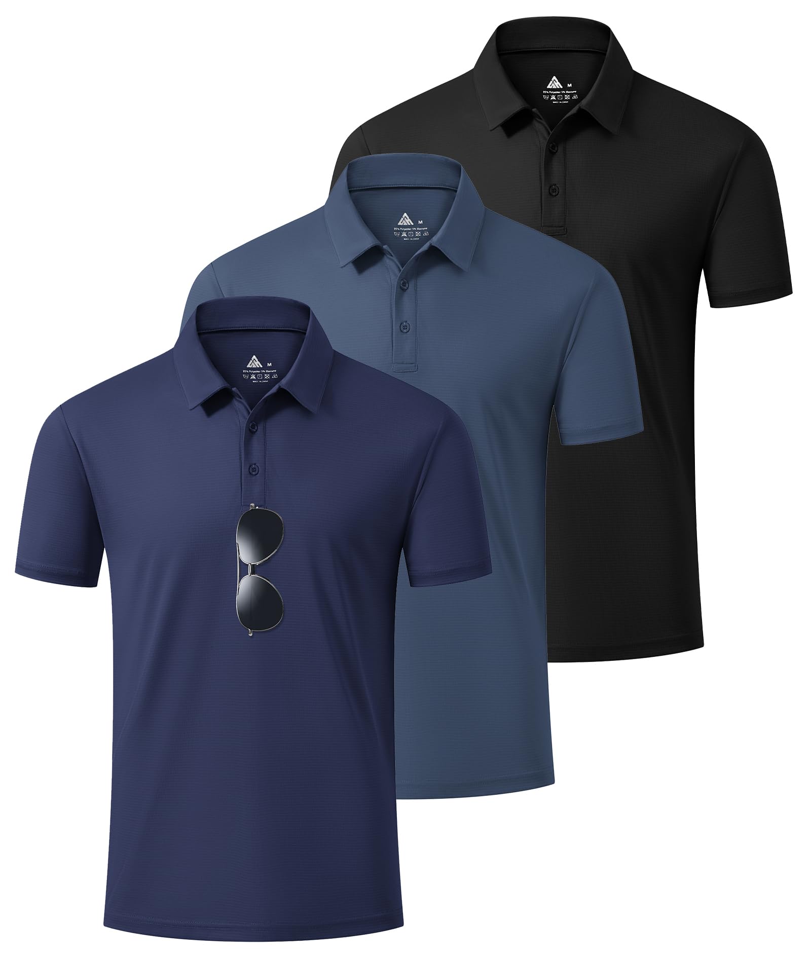 3 Pack Mens Polo Shirts Short Sleeve Lightweight Breathable Outdoor Golf Polo Adult Shirt Men Summer Casual Work Sport Basic Tshirt Tops