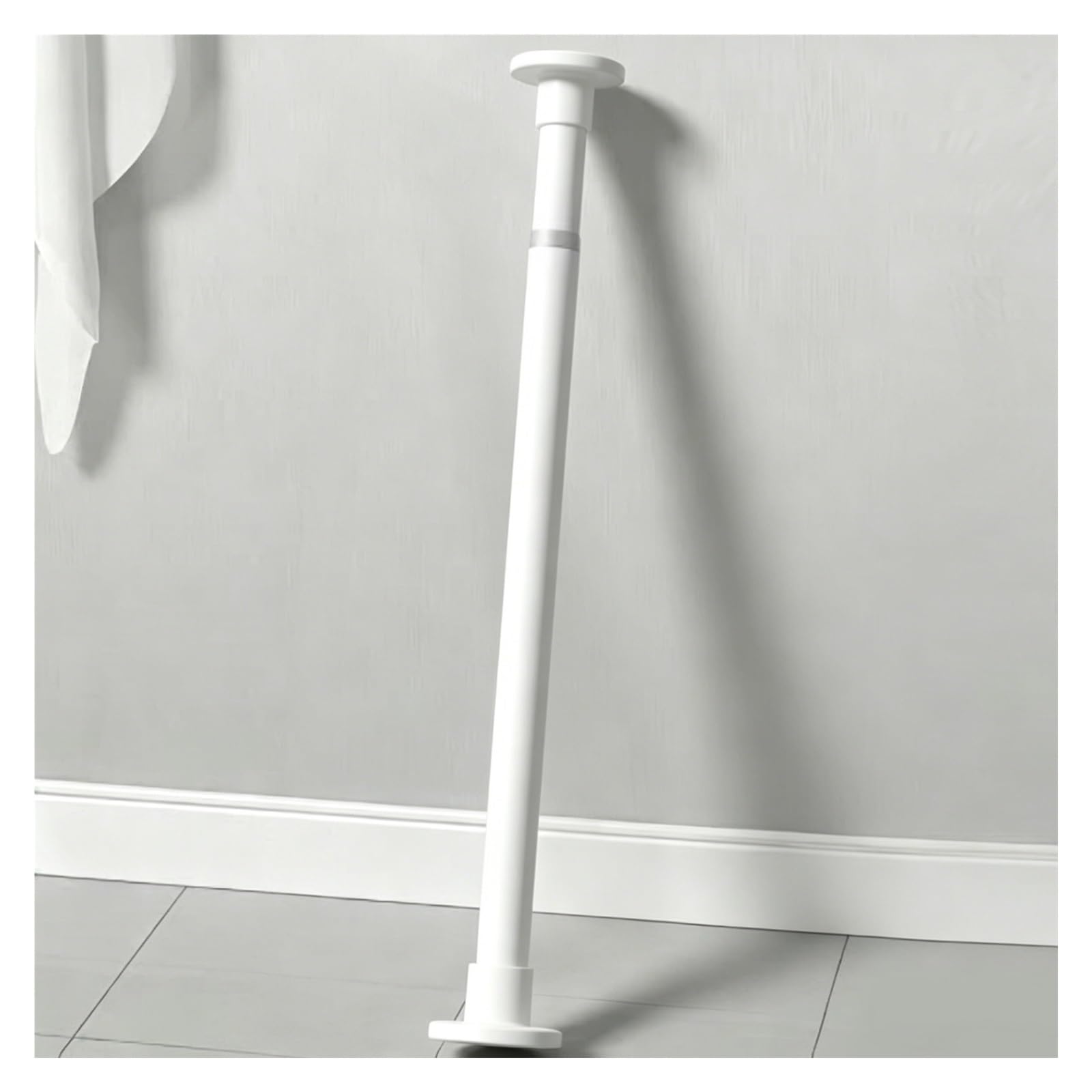 Adjustable Rod for Closet, Sturdy Carbon Steel Wardrobe Poles for Laundry/Balcony/Bedroom, No Drill Heavy Duty Tension Rods with Detachable Base(White,55.1-102.4in(140-260cm))