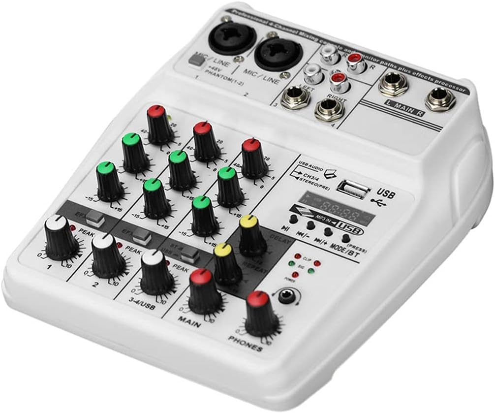 Hbao Sound Card Mixing Console Digital 4 Channels Bluetooth O Mixer Usb Input 48v Power for Music Recording