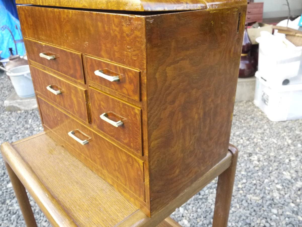 Amazon.co.jp: 【TS20906】欅玉杢材針箱ケヤキ古民芸民藝小箪笥小箱枕