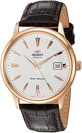 Orient 2nd Gen Bambino Version I Japanese Automatic Stainless Steel and Leather Dress Watch, Rose Gold, Casual