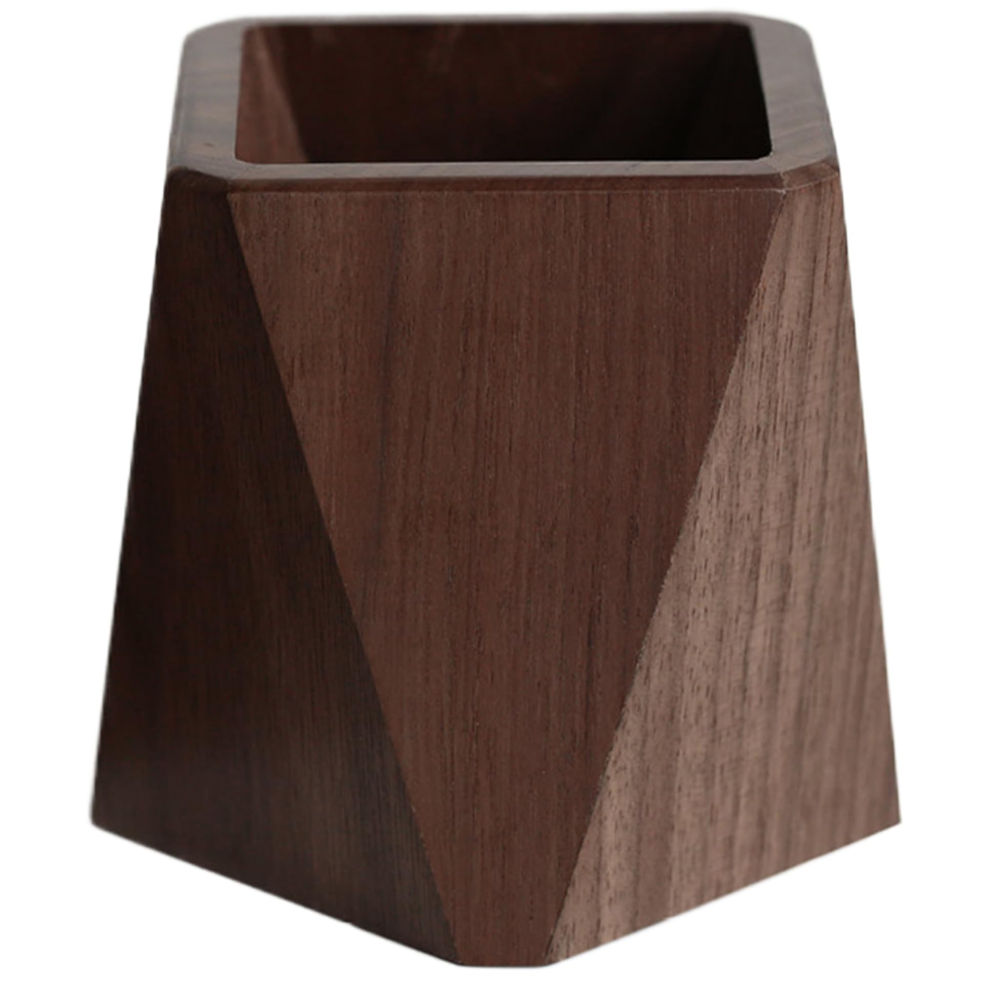 Faroby Wooden Pencil Holder Vintage Natural Wood Pen Holder Geometric Desk for Makeup Brush