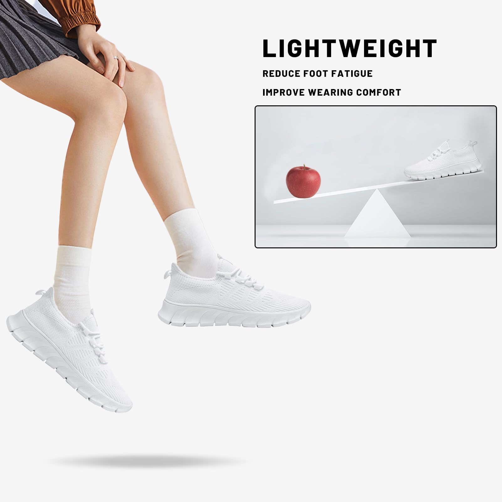 Scarpe da ginnastica da donna, senza lacci, per camminare, correre, palestra, comode, tennis, leggere, casual, traspiranti