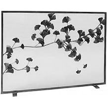 GTPBAO Fireplace Screen Single Panel 39.4" W X 28.7" H, Wrought Iron Metal Fire Spark Guard for Living Room/Flame Furnace, Black