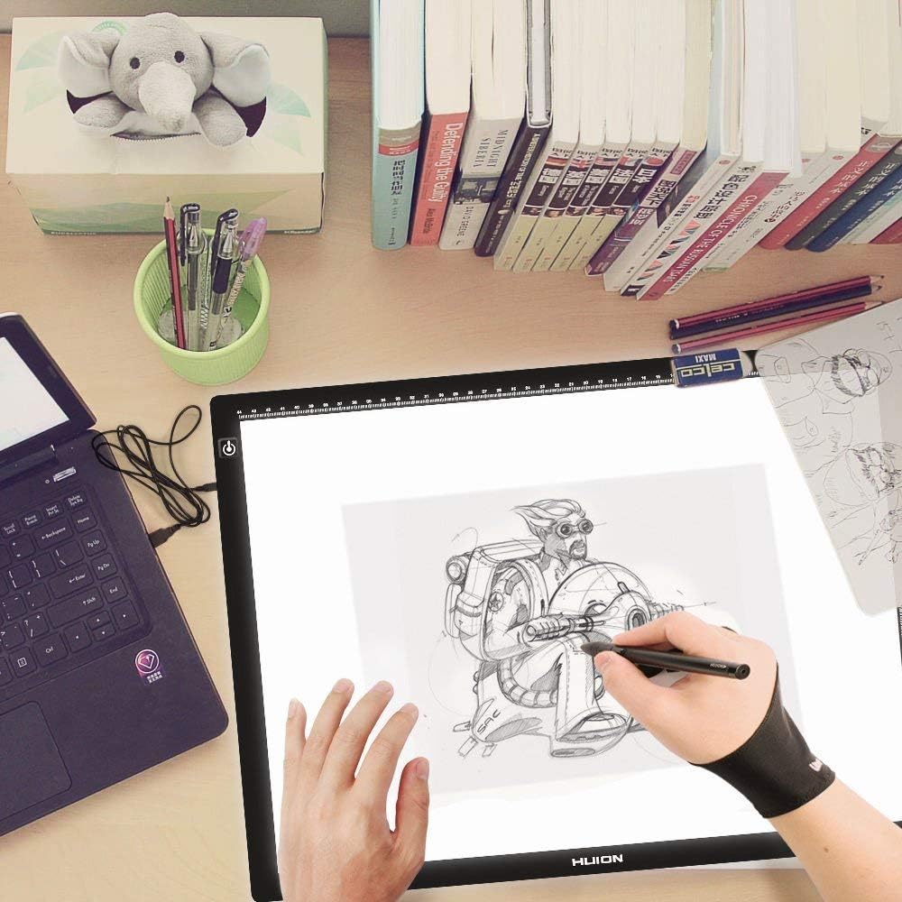 HUION A2 Large Tracing Light Box with Artist Glove, AC Powered Light Pad, Adjustable Brightness (20.47" X 12.6") : Arts, Crafts & Sewing