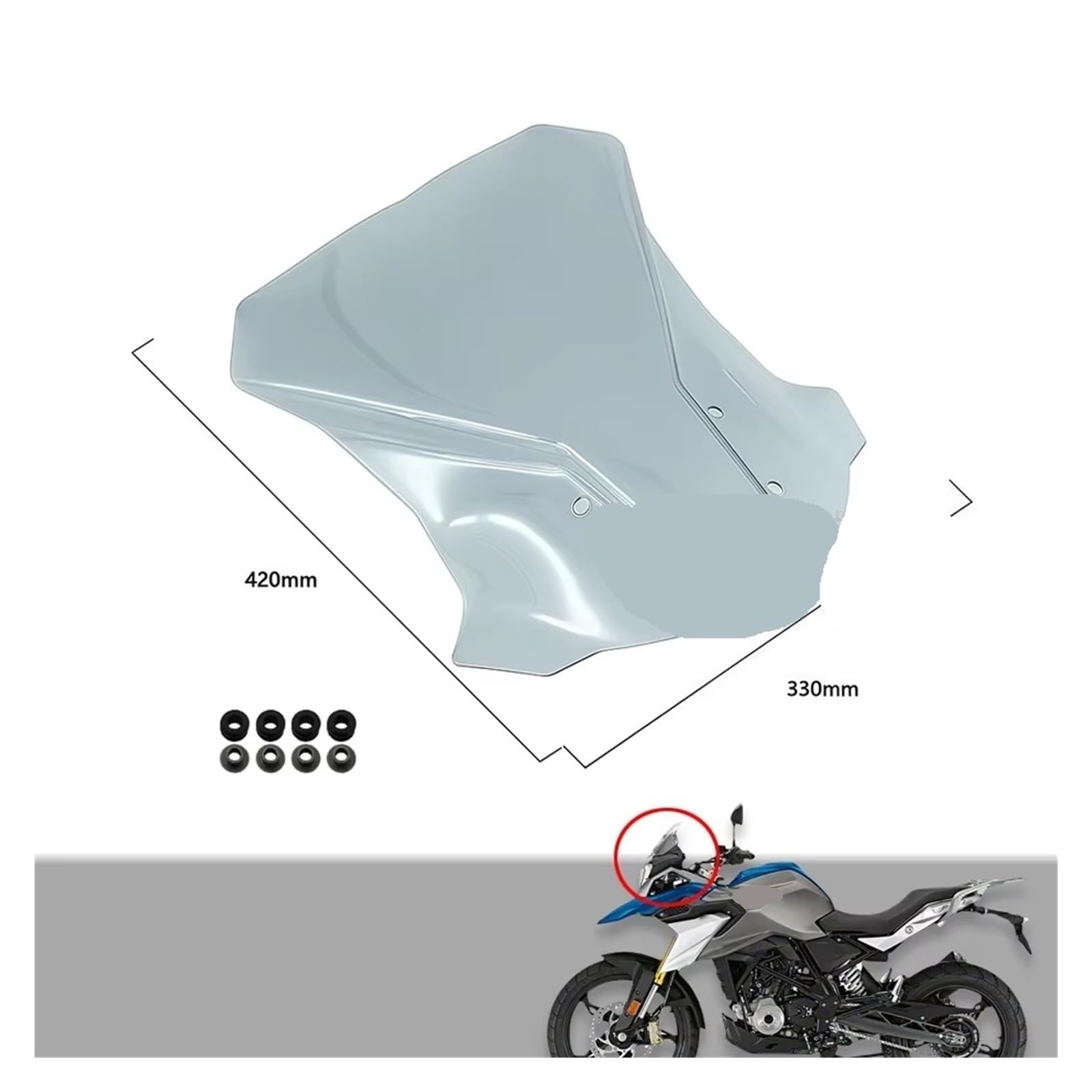Pantalla Moto para G310GS para G310 GS 2017-2024 para G310-GS 2023 22 Accesorios De Motocicleta Sport Touring Parabrisas Deflector Visera(Smoke)