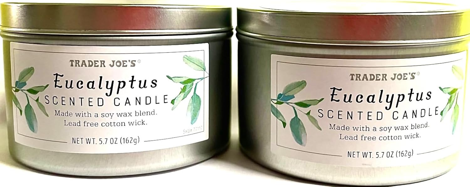 Trader Joe's 2 Candles, Eucalyptus Scented (5.7 oz Each
