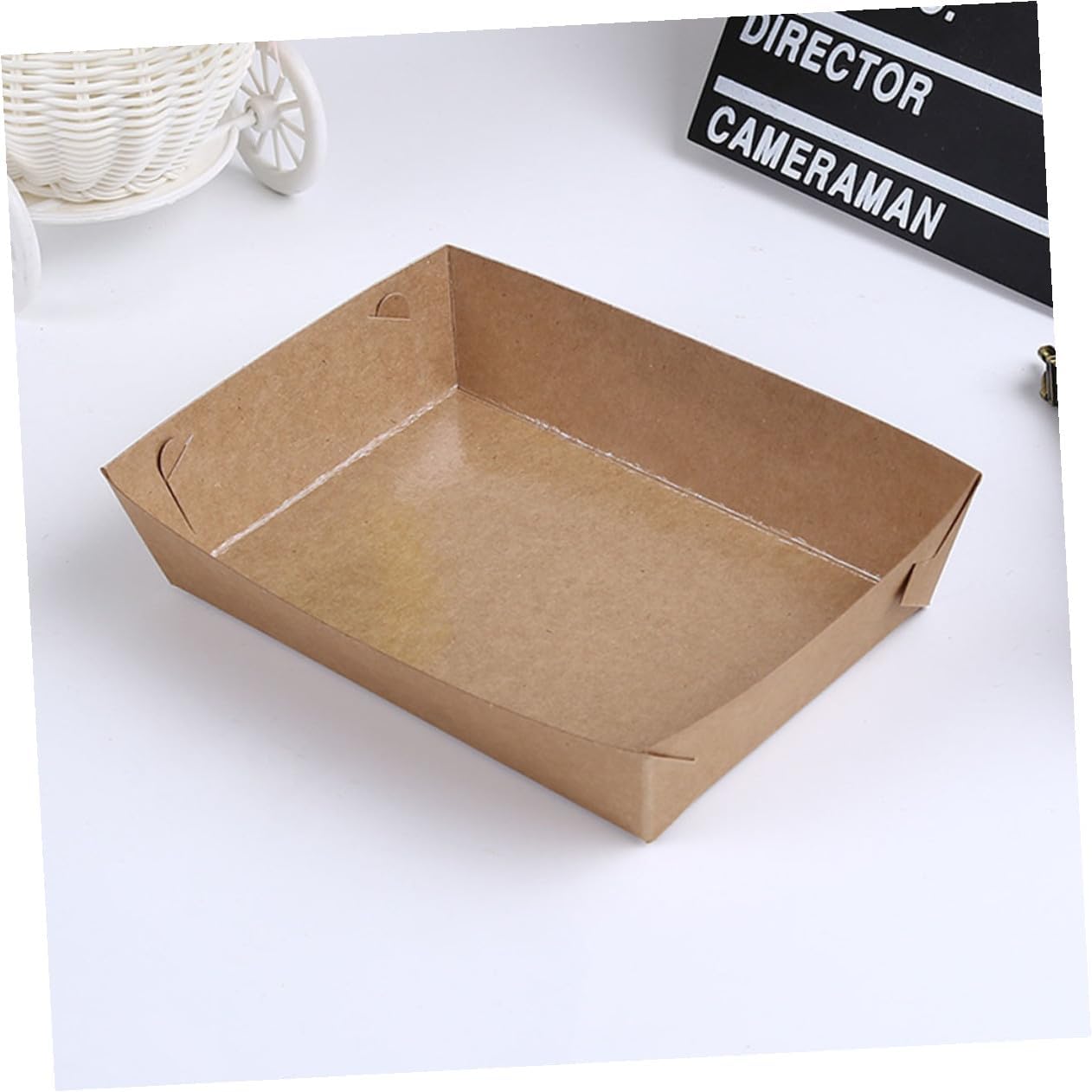 100pcs Disposable Kraft Paper Food Packaging Boxes Oil-proof Take out Snack Containers for French Fries and Fried Chicken Size #2 Grease-resistant Food Storage Boxes for Service