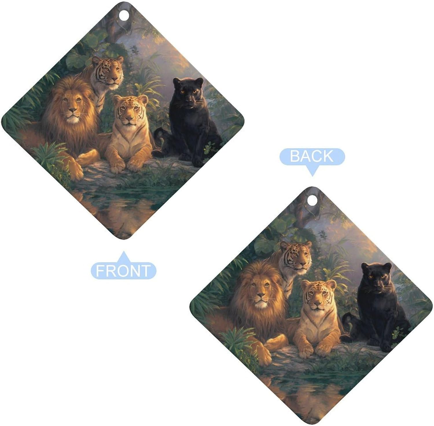 Tiger Lionpanther Print Car Air Freshener Cute Hanging Aromatherapy Tablets for Car Home Rhombus