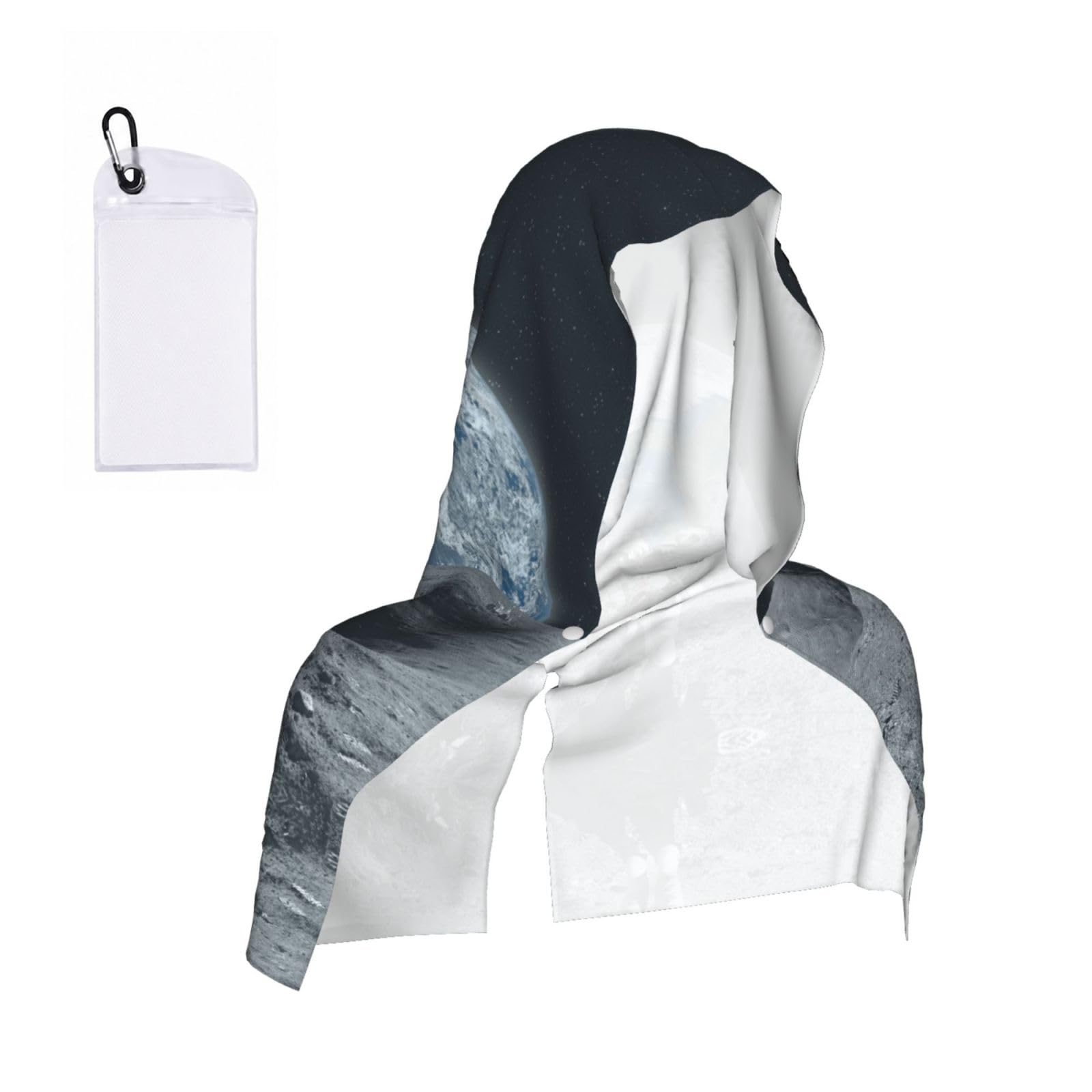 SATUSA Astronaut Print Cooling Hoodie Towel, Cooling Towels For Neck And Face, Quick Drying Absorbent Cooling Head Towel Beach Camping Gym Construction(2pcs)