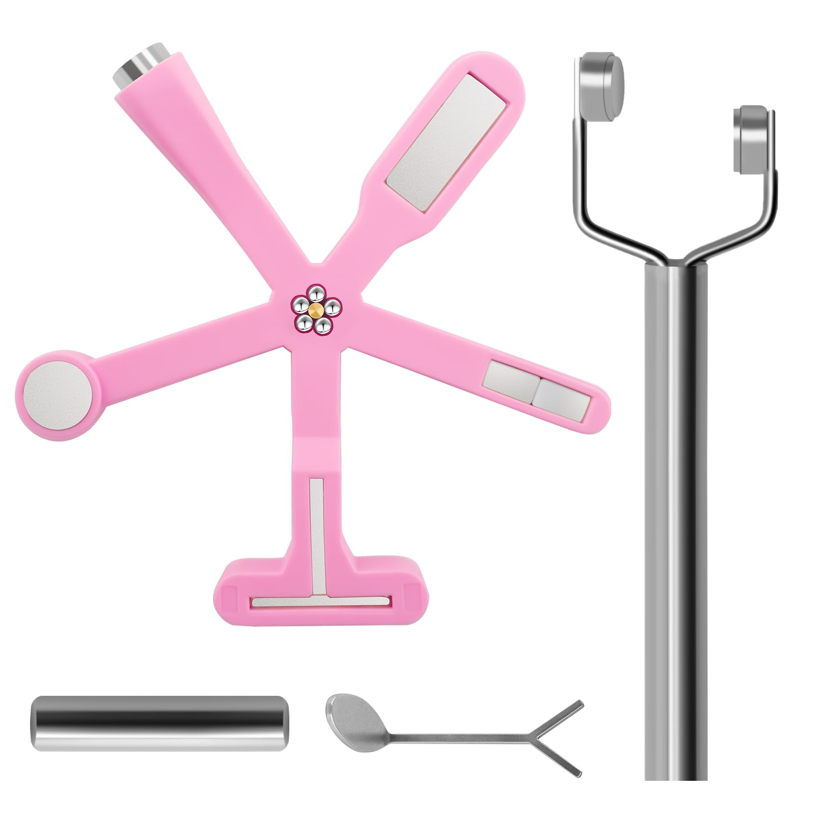 Juego de 3 imanes para arte de uñas, color rosa 6 en 1, forma de Y, doble cabeza y corazón, herramienta magnética para diseños de manicura de gel en salón y hogar
