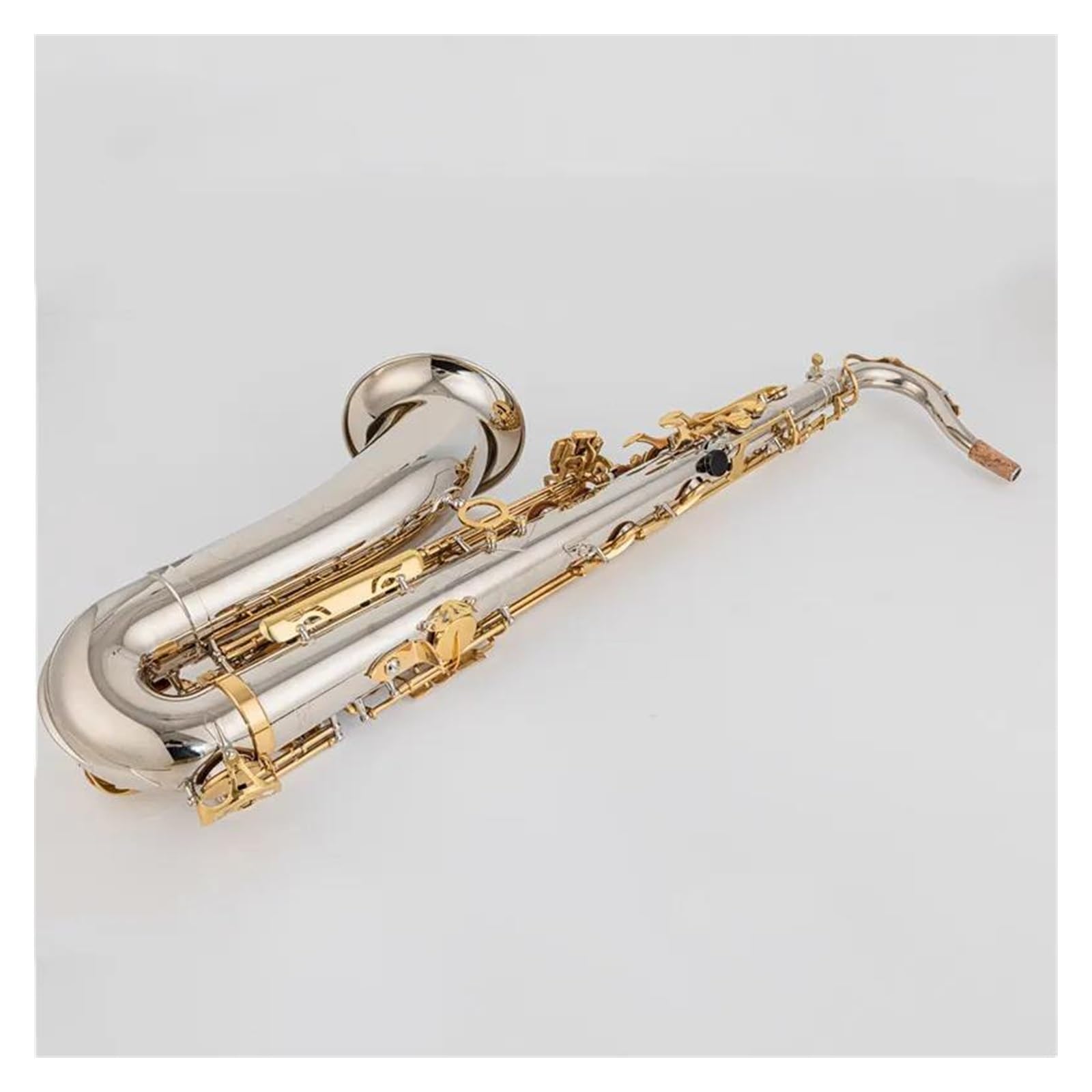 Saxofón Instrumentos Musicales Saxofón Tenor Tono BB Tubo Niquelado Llave Dorada Saxofón con Estuche Boquilla (Color : 02)