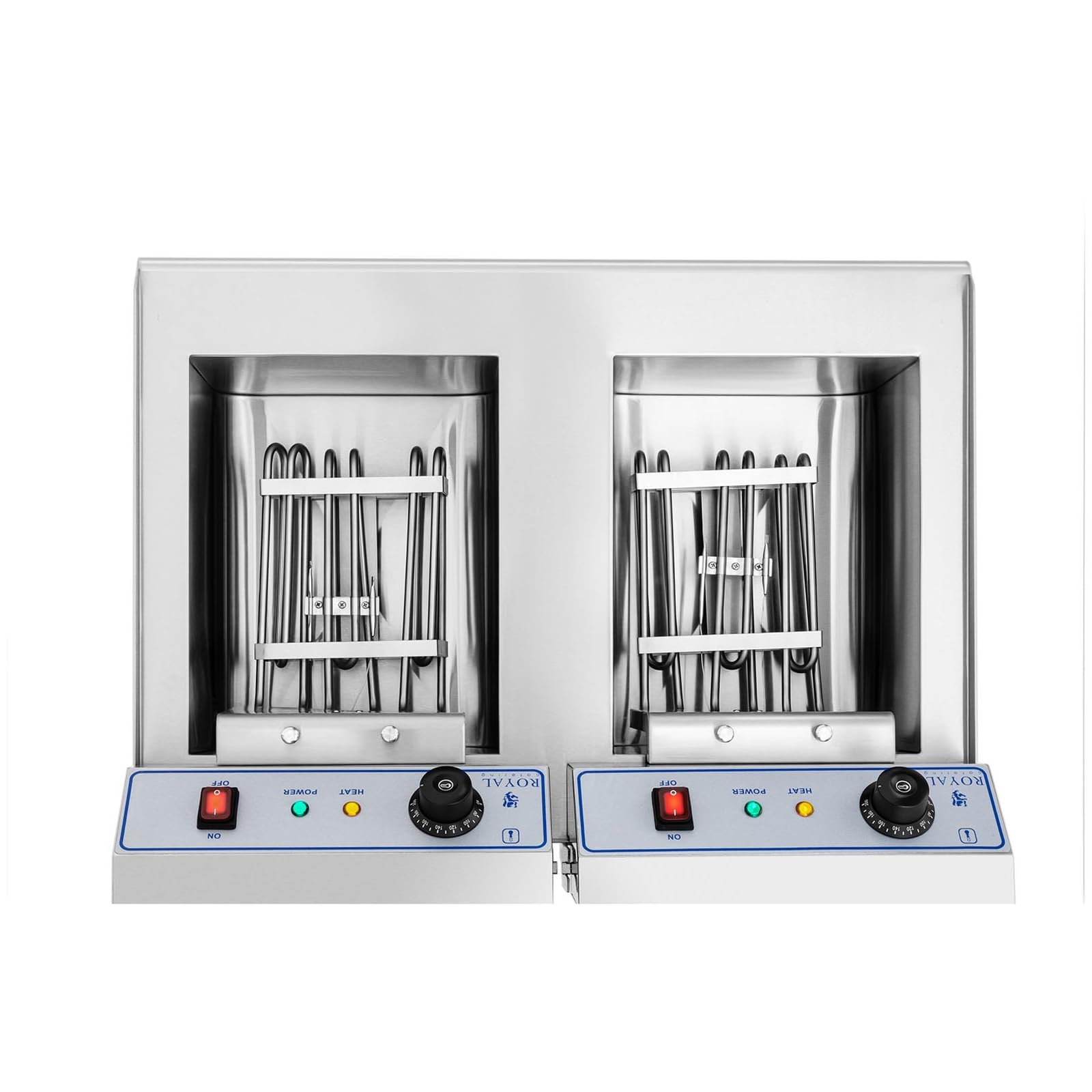 Royal Catering - RCKF-16D - Freidora eléctrica doble de 2 x 16 litros - con armario - 100% acero inoxidable - 2 x 6000 W - 400 V | Zona fría, grifo de drenaje, automático. Apagado, protección térmica, mango Cool Touch, 60 – 200 °C