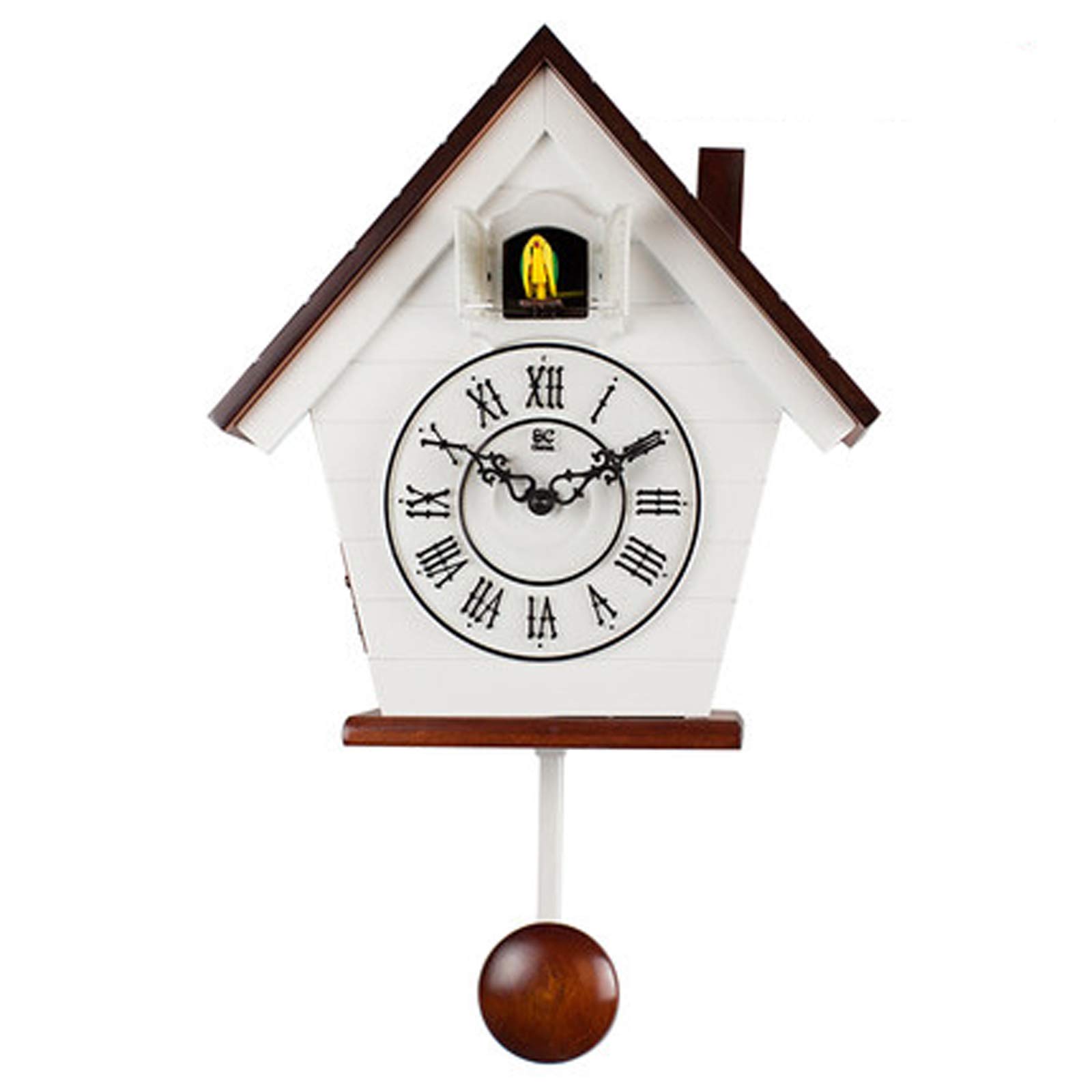 YfainiooCuckoo Wall Clock, Modern Minimalist Indoor Quartz Clock, Cute Bird Home Decoration, with Hourly Chime Function, for Study Office Bedroom,Red,B