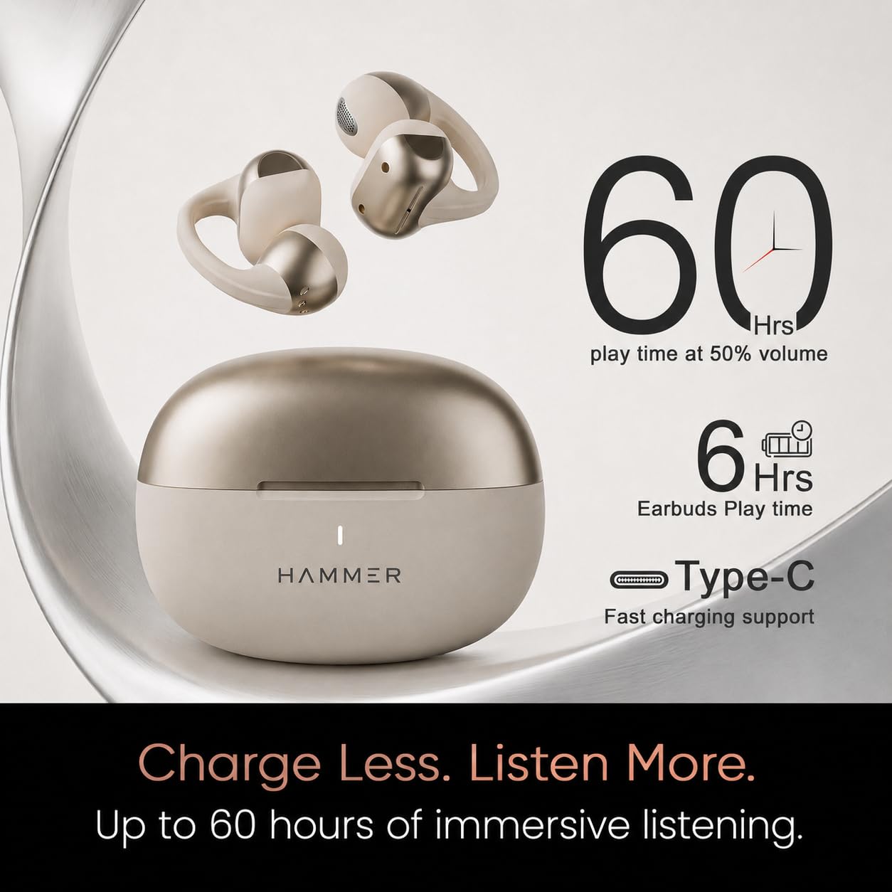 HAMMER Aura Air Earbuds - Open-Ear, Wireless & Clip-On -4