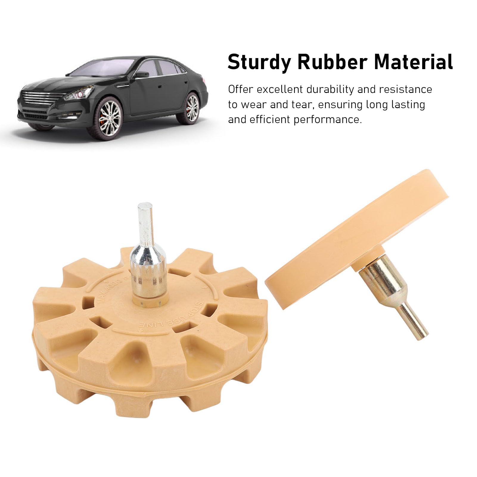 AMAKO Decal Remover Eraser: Efficient Rubber Wheel with Drill Adapter for Car Emblem, Pinstripe Graphics, and Stickers,2 Pcs