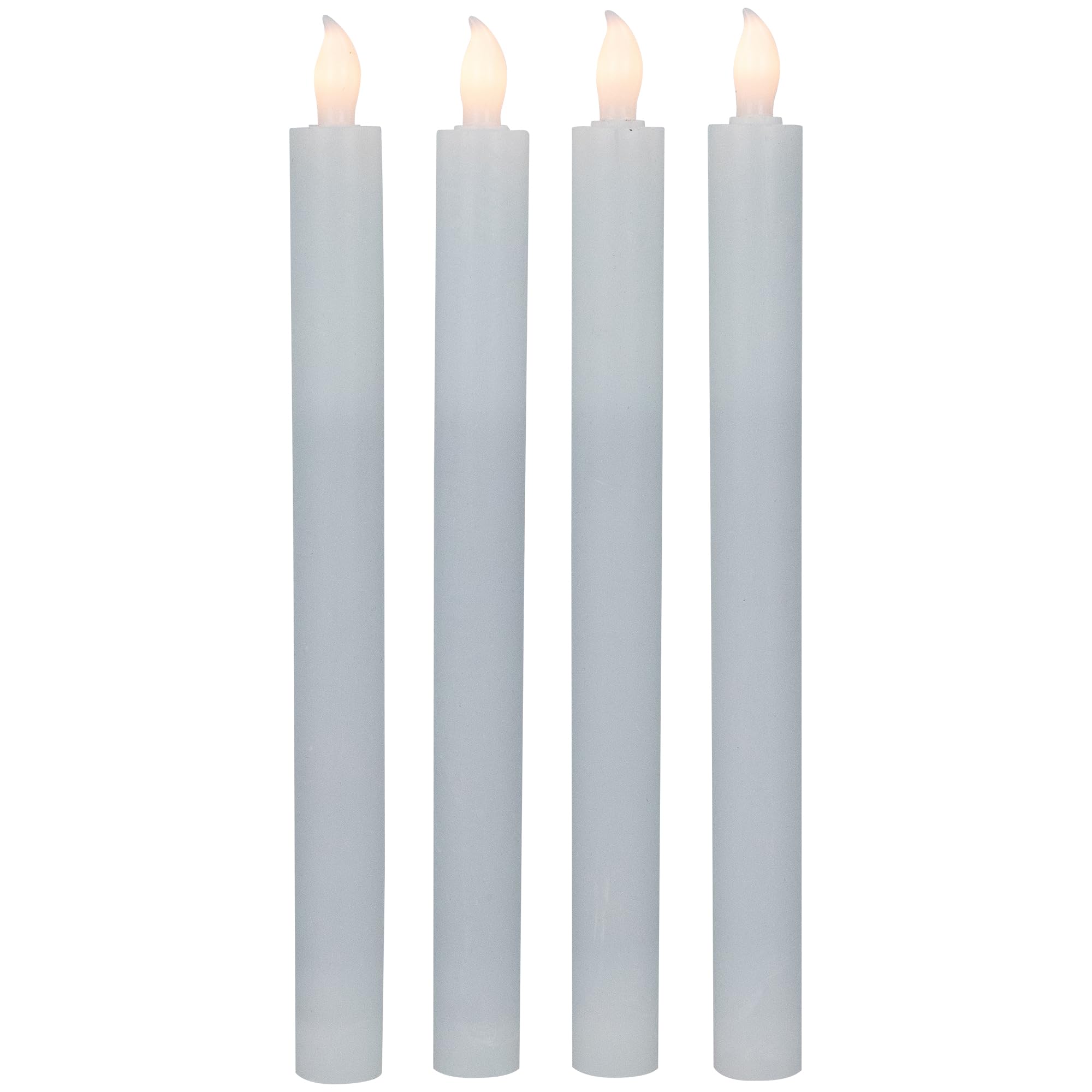 Northlight Set of 4 Solid White LED Flameless Flickering Wax Taper Candles 9.5