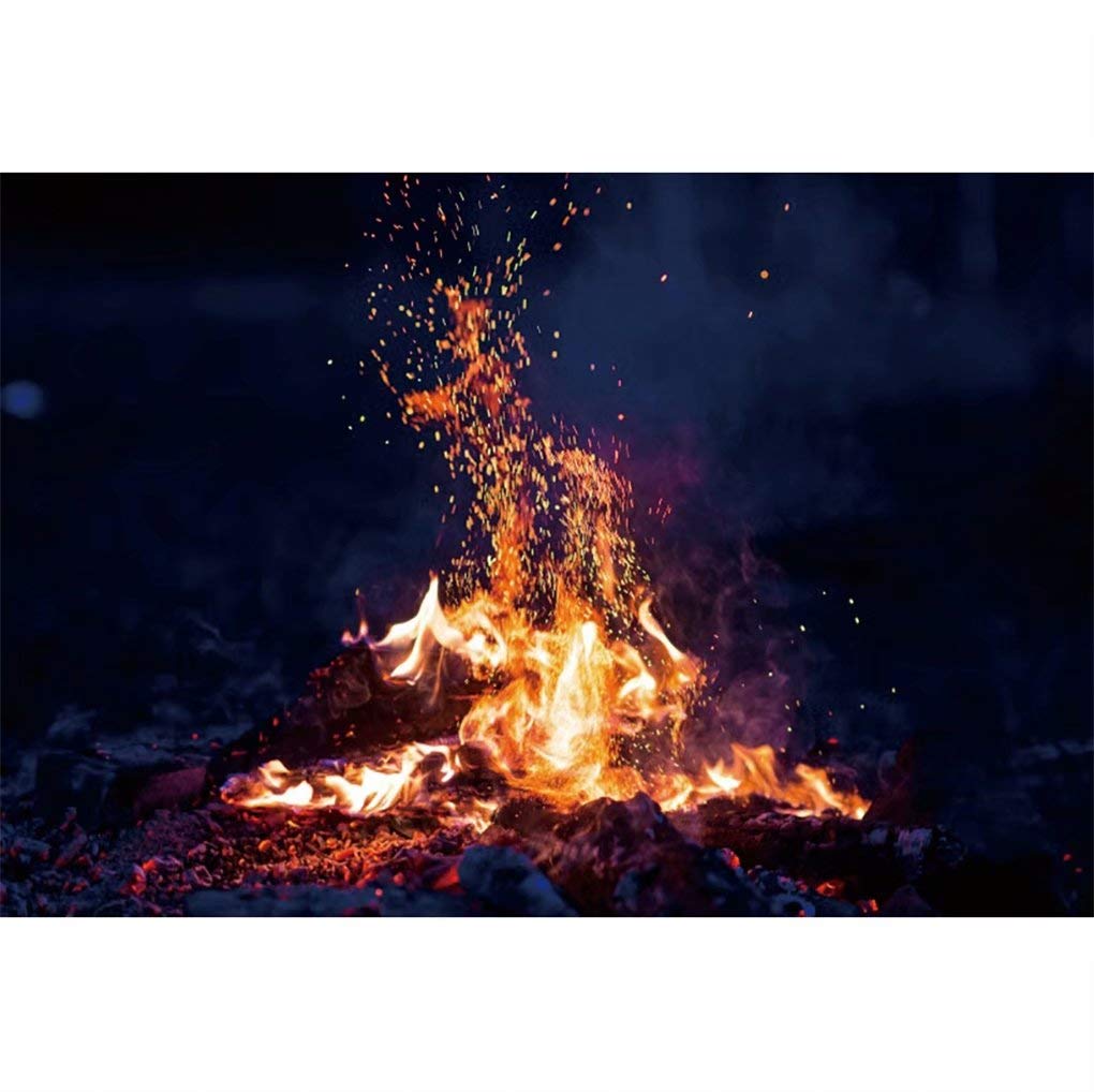 shensu Vinyl 9x6ft Burning Firewoods Photography Backdrops Outdoor Night Campfire Flaming Timber Travel Barbeques Party Vents Photography Background