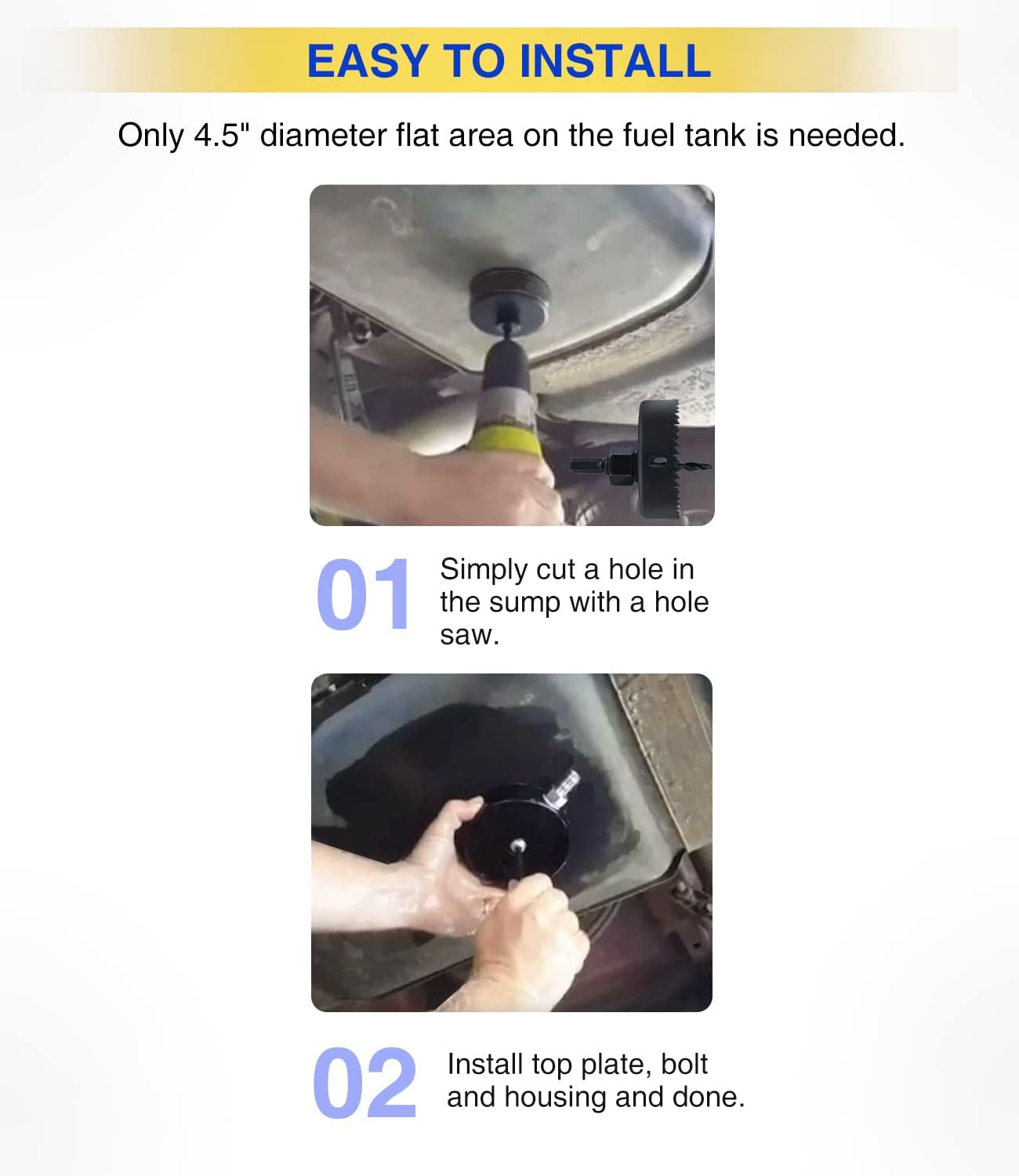 Fuel Tank Sump Kit for FASS Airdog Fuelab Pump, Compatible with Cummins Powerstroke Duramax Diesel & Gas