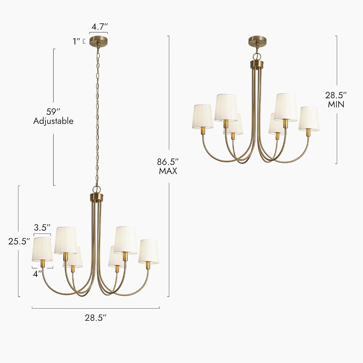 KSANA Modern Gold Chandelier with Fabric Shade, Wagon Wheel Traditional Dining & Living Room Chandelier, Classic Lighting Fixture for Bedroom