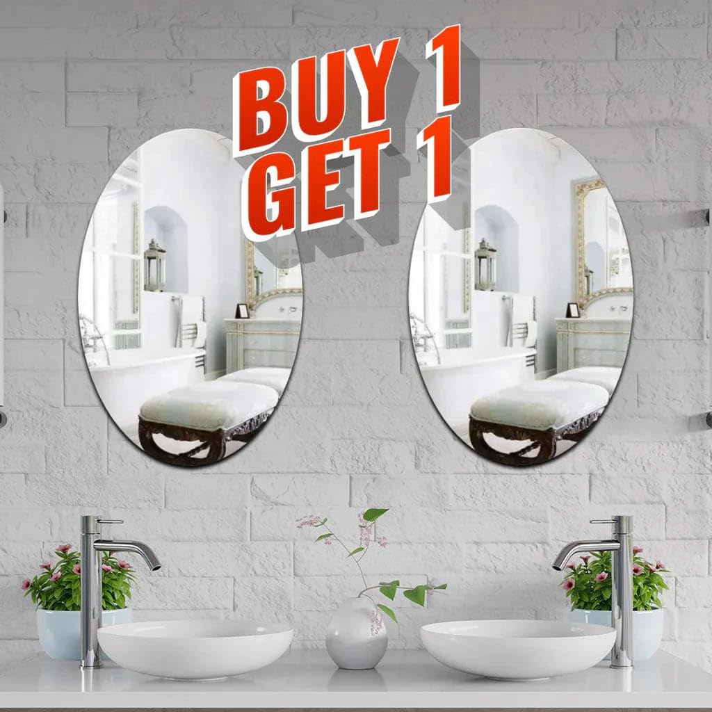 Buy Anu & Alex Oval Shape Adhesive Mirror Sticker for Wall on Tiles