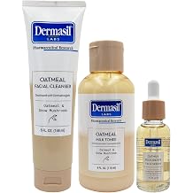 Dermasil Sensitive Skin Care Set Facial Cleanser, Milk Toner & Restorative Face Serum, Oatmeal & Snow Mushroom Hydration System for Sensitive, Dry Skin