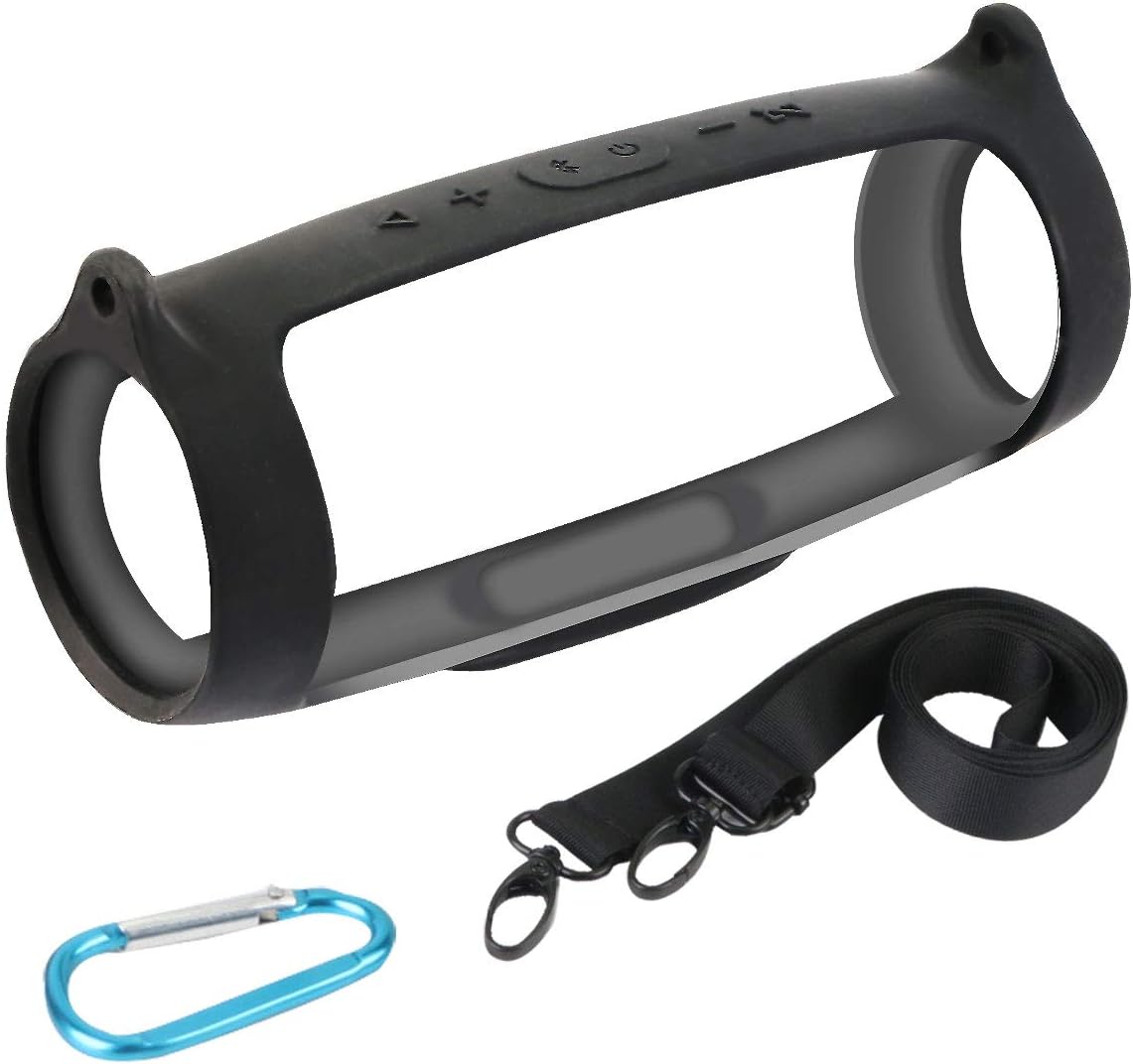 co2CREA Silicone Travel Case Replacement for JBL Charge 4 Waterproof Bluetooth Speaker (Black Case)