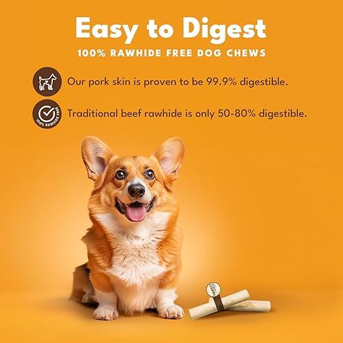 Miniatura 2 de Pork Chomps Masticable para perros de piel de cerdo al horno, rollo de 8 pulgadas, 1 unidad