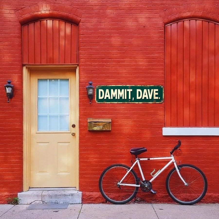 Miniatura 4 de Letrero decorativo de hojalata de 16 x 4 pulgadas con texto en inglés "Dammit Dave" para garaje, cueva de hombre, tema de Dammit Dave para patio,