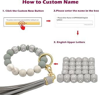 Personalized Bracelet Keychain Elastic Silicone Beaded Key Ring Wrislet Bangle Tassel Portable House Car Keys Ring