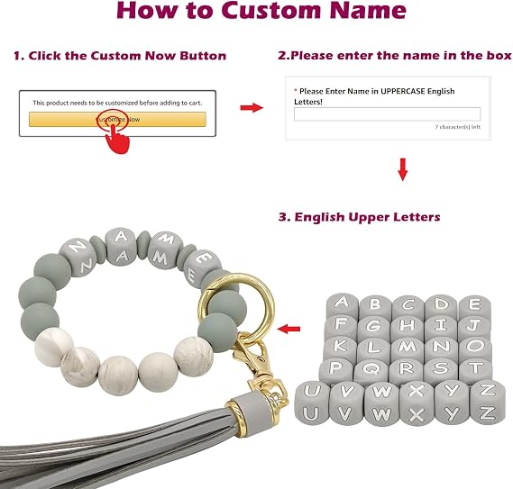 Personalized Bracelet Keychain Elastic Silicone Beaded Key Ring Wrislet Bangle Tassel Portable House Car Keys Ring