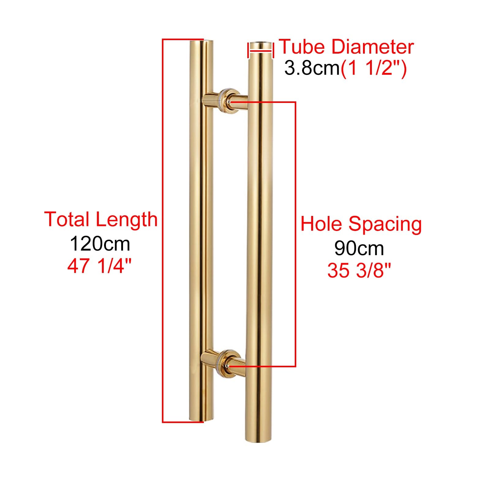Manijas de Puerta largas, Redondas y Doradas, de Metal, con Sistema de Empuje y Tiro, para Puertas corredizas de Madera y Vidrio, para Interiores y Exteriores, Puertas de Ducha y Granero, 12
