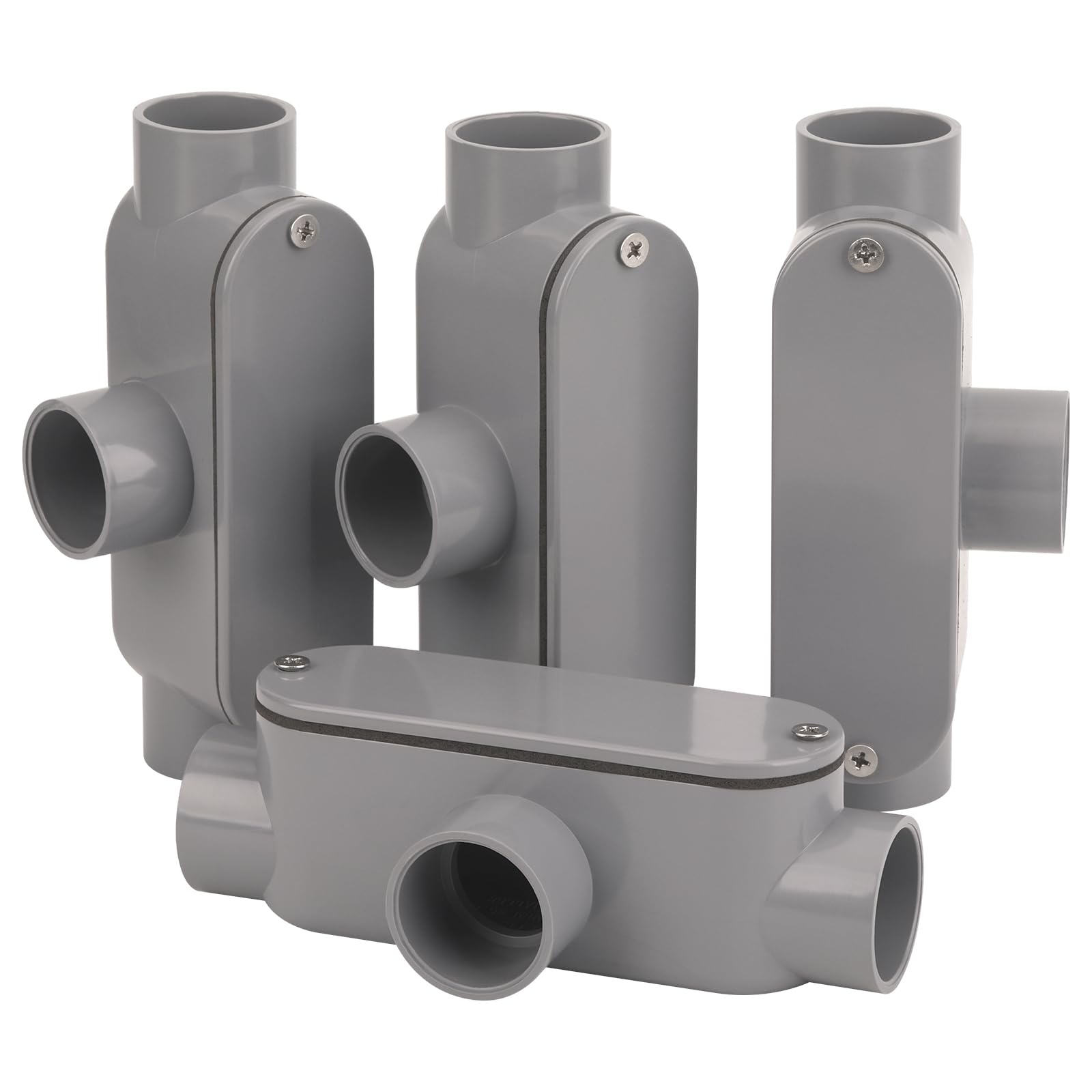 4Pack 3/4 Inch Rigid PVC Conduit Body Type LB, Slip x Slip PVC Conduit Bodies LB Type with Cover and Gasket, Gray — Amazon image 8