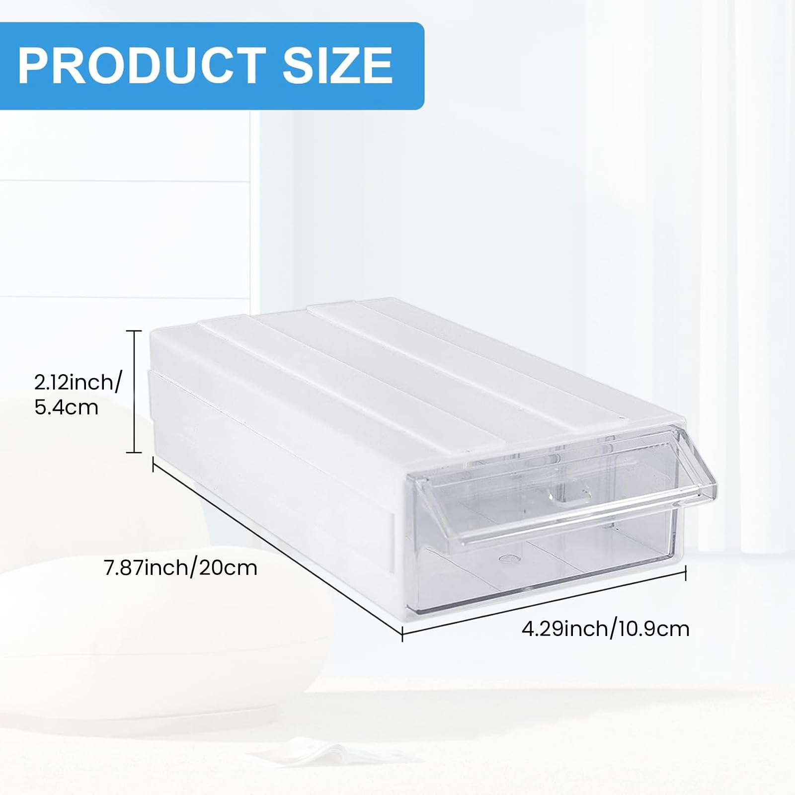 Voittozege 9 Pcs Drawer Stacking Storage Cabinet, with 18 Pcs Clear Dividers Organizer Rack & 9 Pcs Tag Card, Plastic Stacking Storage-in-Drawer Cabinet for Home Office Small Items