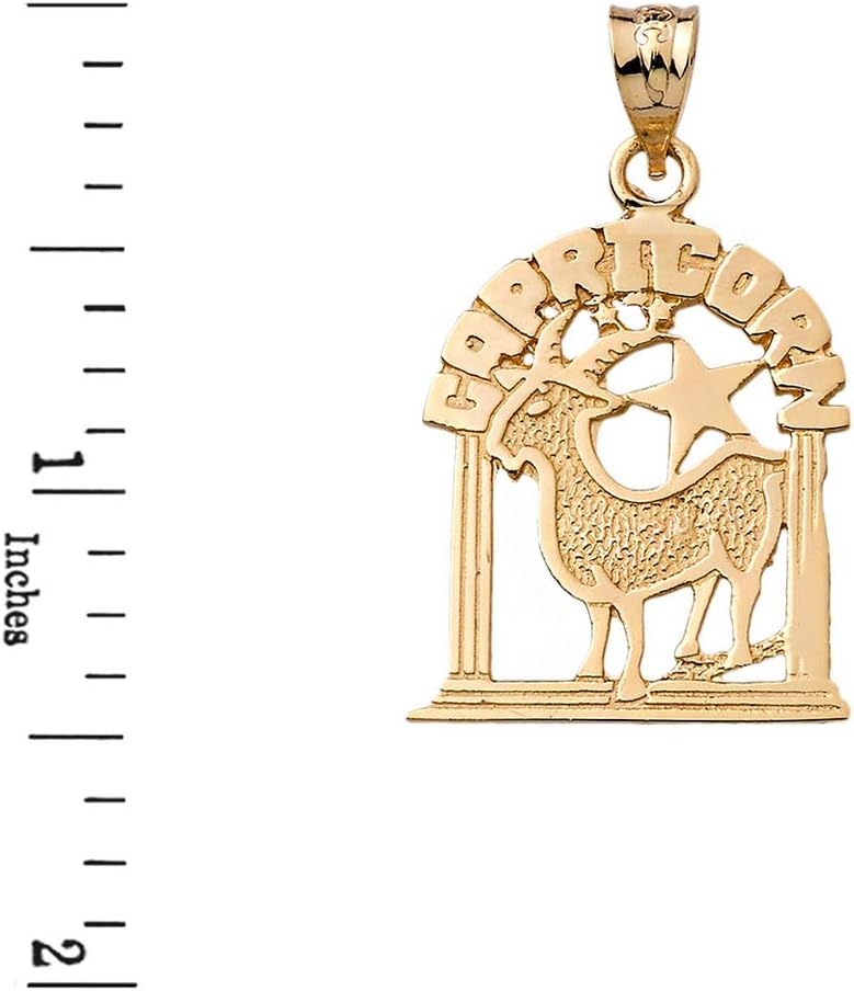 Twelve Constellation Horoscope Zodiac Charm Pendant - Your Choice of Astrology Sign in 10K Yellow Gold With Chain