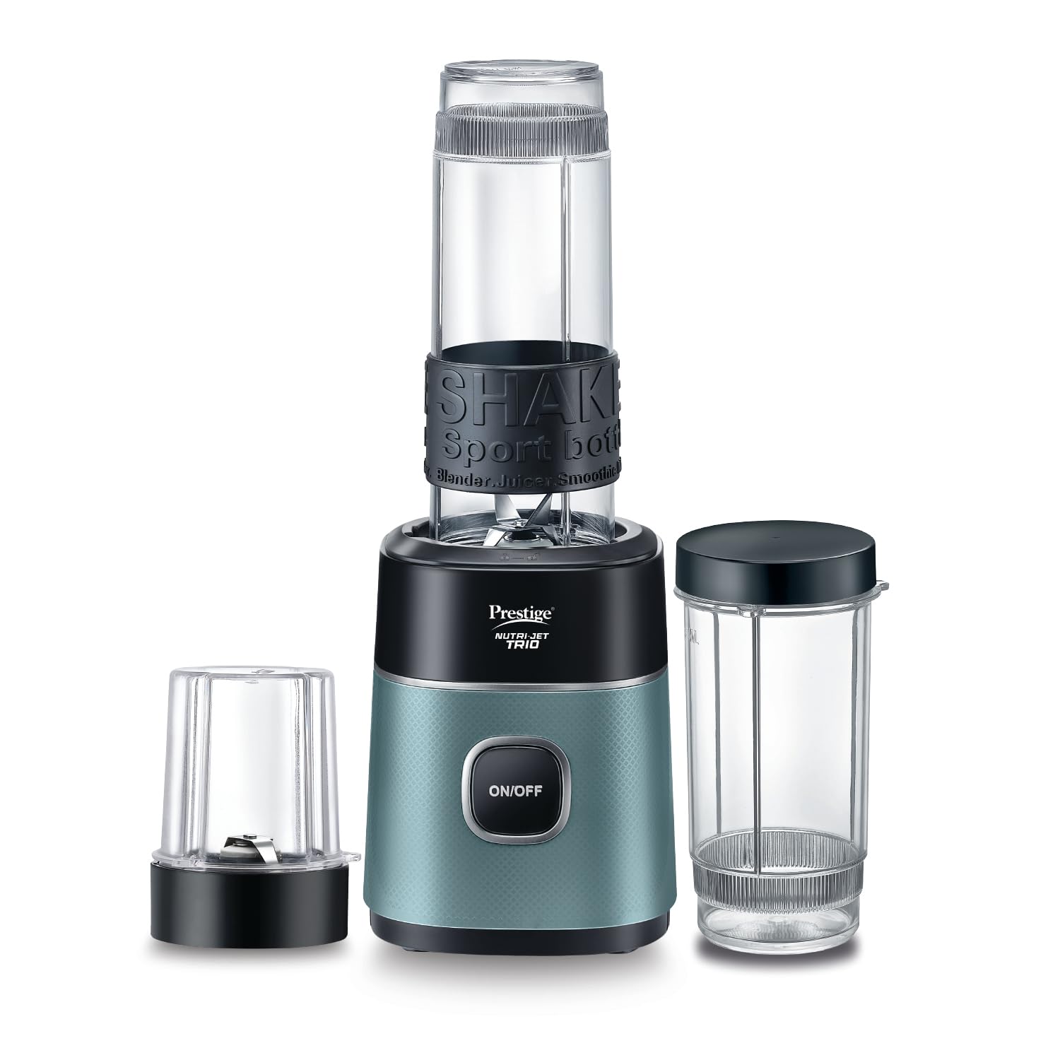 Prestige Nutri-Jet Trio 450 Watt Mixer Grinder with 3 Transparent Jars | Space-Saving Design | Extra Sipper Lid | Stainless Steel Blades | 1Y Warranty | ISI Certified-image-4