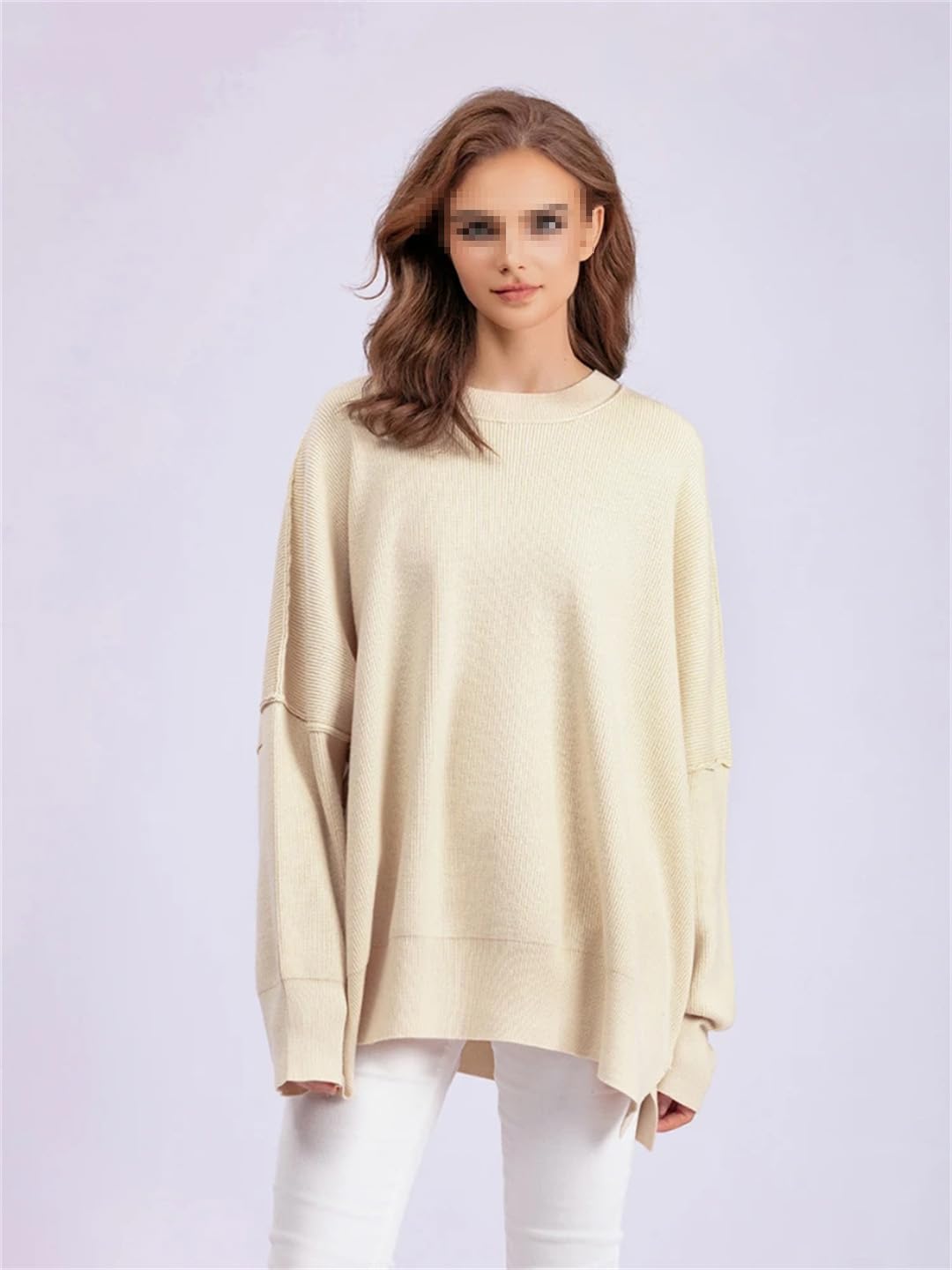 Zimowy damski sweter okrągły ciepły sweter na co dzień retro dzianinowy sweter