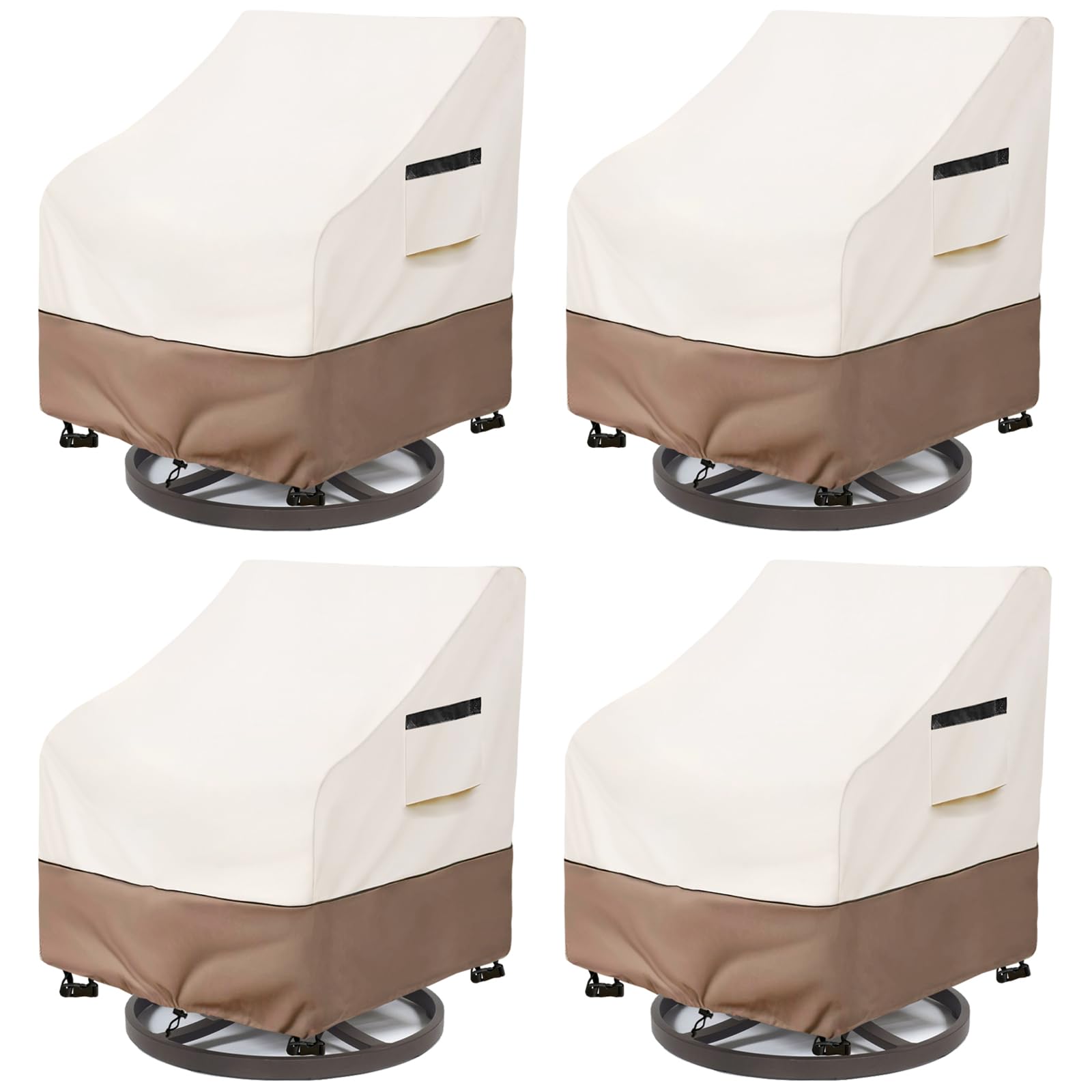 SoloToo Patio Chair Covers Waterproof Heavy Duty Patio Furniture Covers, 33W x 35D x 36H Inches Swivel Outdoor Chair Cover 4 Pack (Beige)