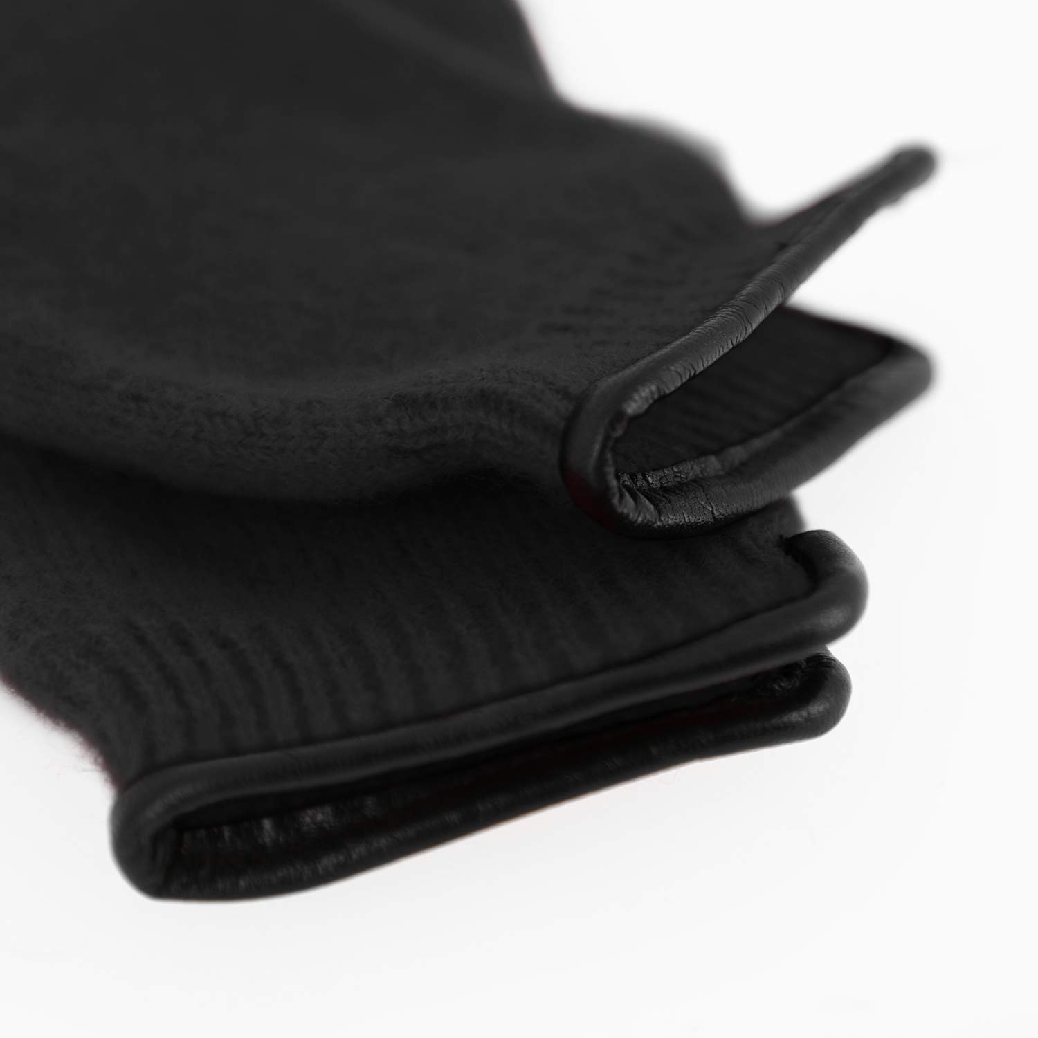 fiebig Walkhandschuh mit Lederkante | Fingerhandschuh aus gewalkter Wolle für Damen & Herren | Schurwollhandschuh in vielen Farben