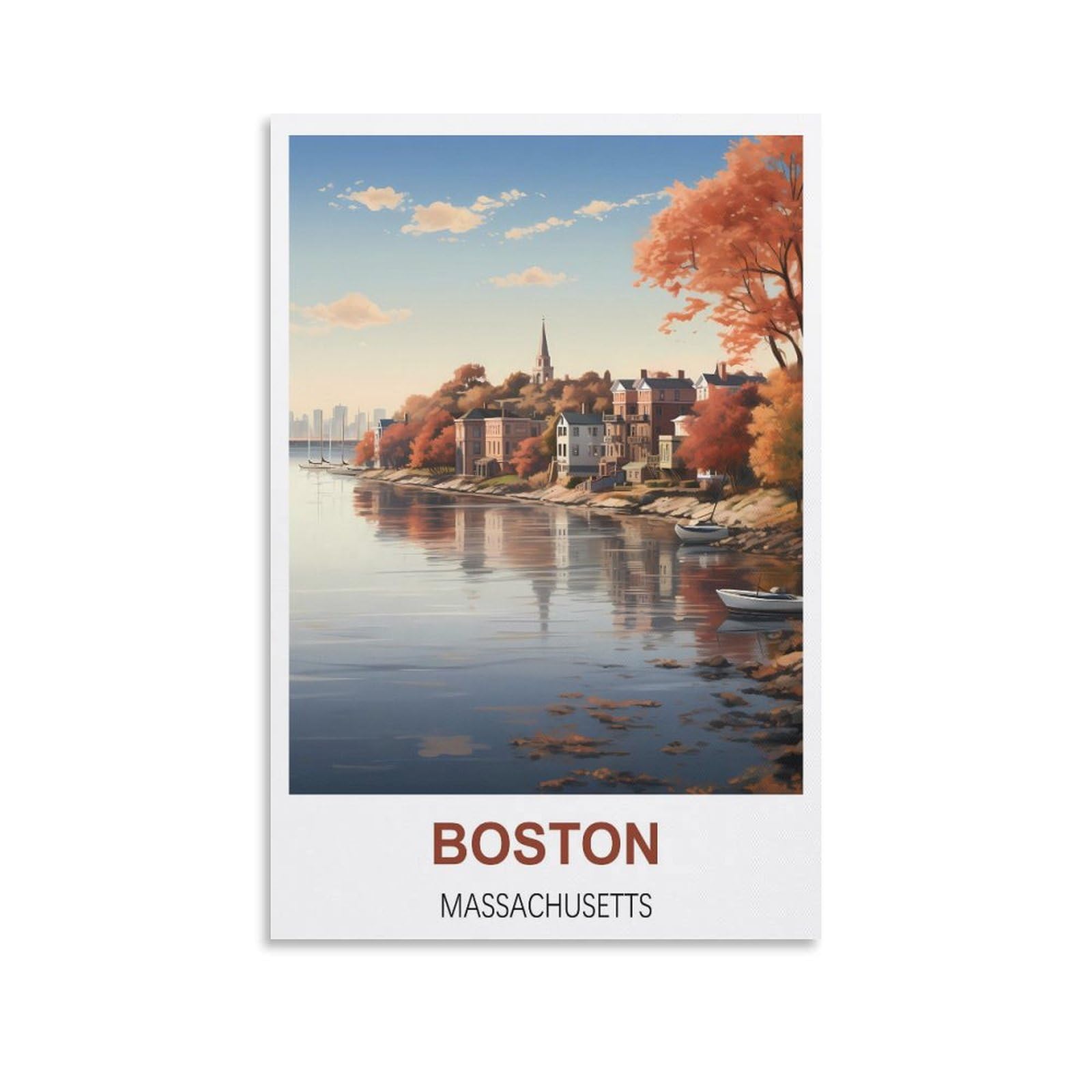 Vintage Metal Tin Sign,Boston Massachusetts,Travel Tin Signs Metal Poster Wall Decor Office Cafe Bathroom Badroom 15x30cm