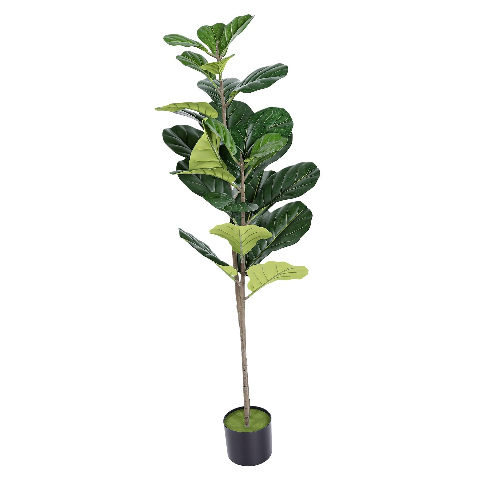Sztuczna Roślina Figowa o Wysokości 3,94 Stopy, Realistyczne Sztuczne Drzewo Ficus Lyrata w Doniczce o Naturalnym Wyglądzie do Dekoracji Domowego Biura