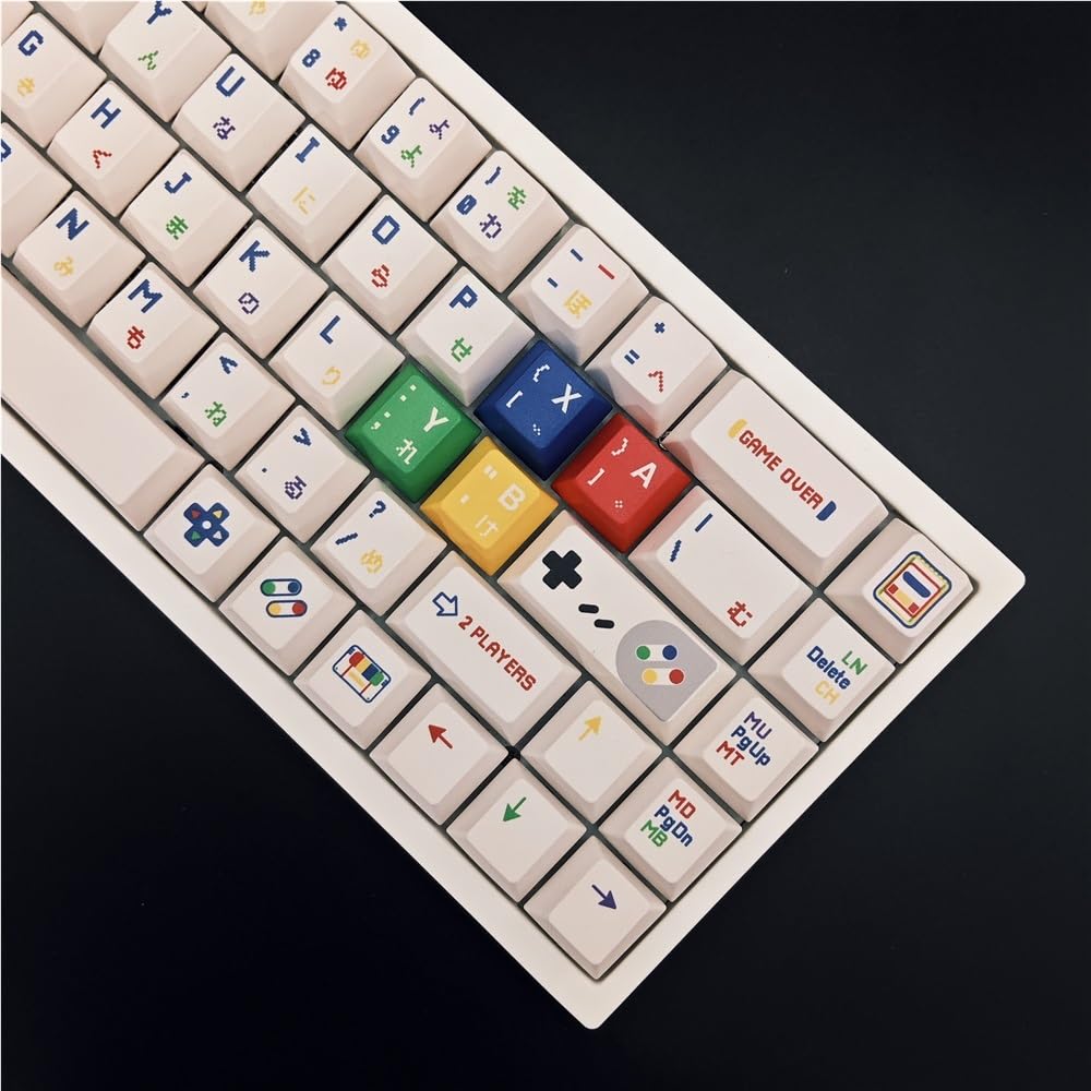 SFC 1990 retro nakładki na klawisze gamingowe, 142 klawisze Cherry Profile PBT do niestandardowej klawiatury mechanicznej (białe)