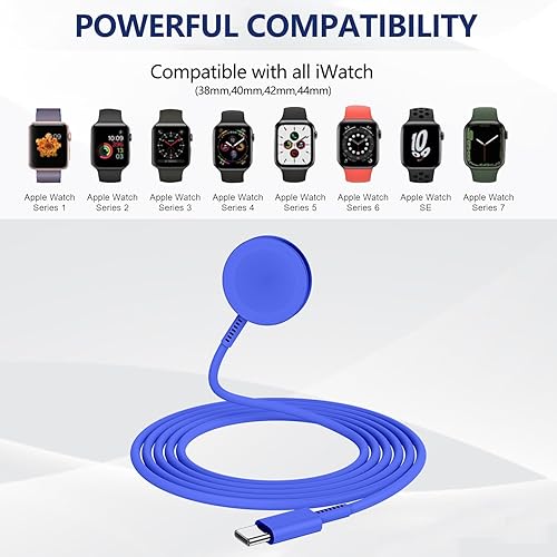 Miniatura 6 de Cable USB C de carga rápida de 5 W de 6 pies compatible con Apple Watch Series SE287, cargador magnético de reloj para iWatch 654321 incluye 1.496